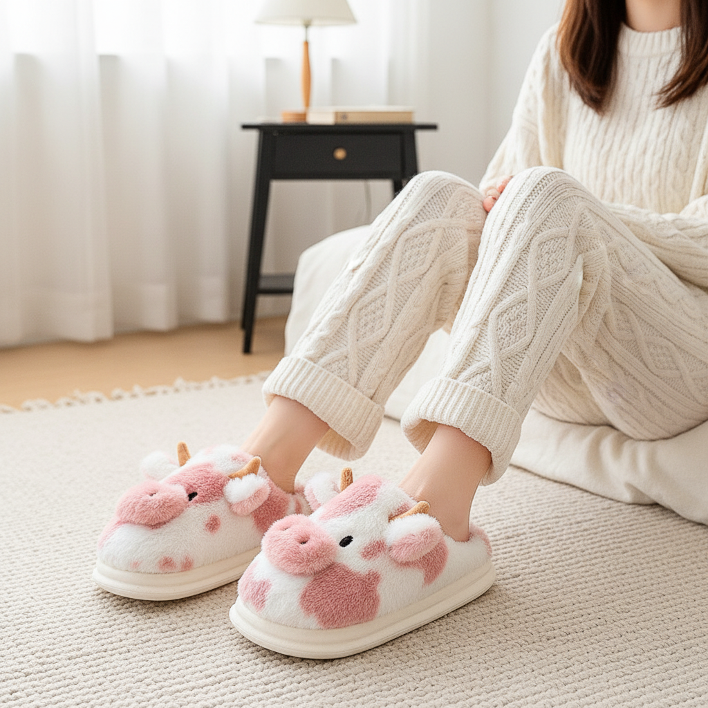 Chaussons en peluche à bout fermé