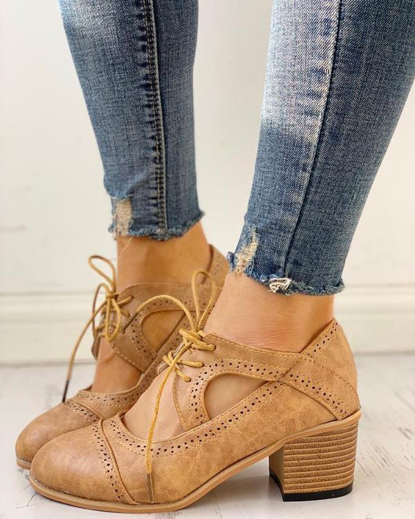 Chaussures à lacets et talon bloc pour femme