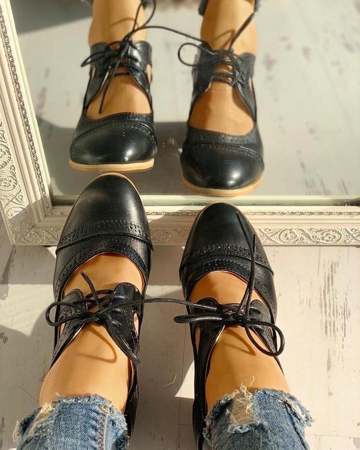 Chaussures à lacets et talon bloc pour femme