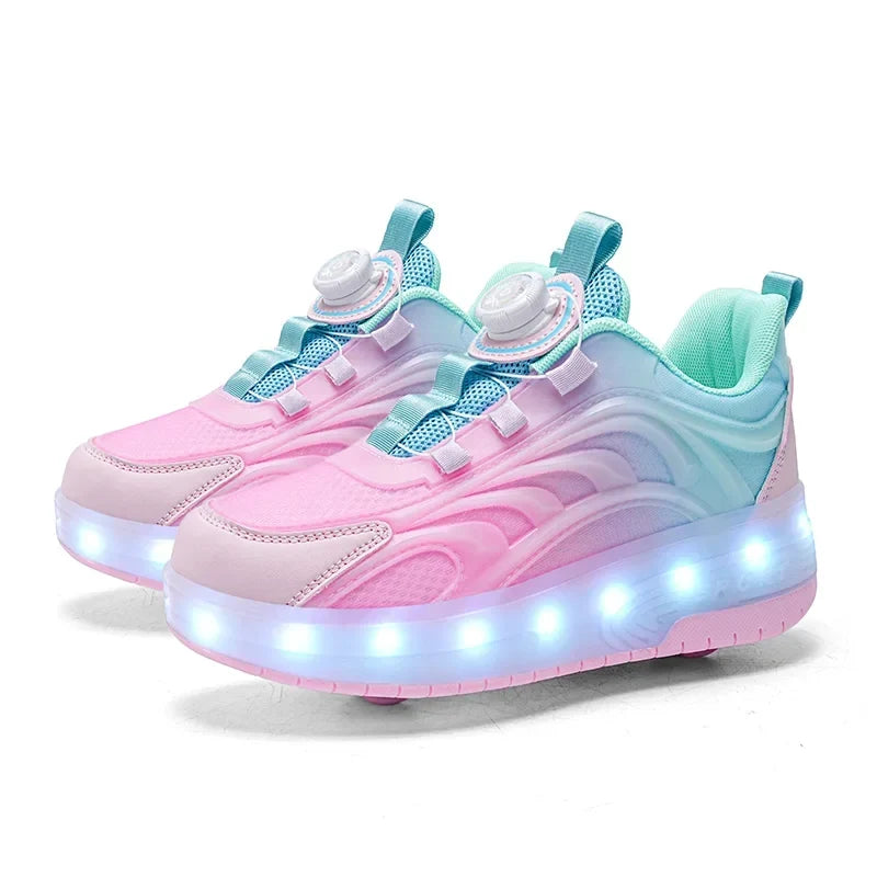 Chaussures à roulettes à LED pour enfant – Baskets lumineuses pour garçon et fille avec roues rechargeables par USB