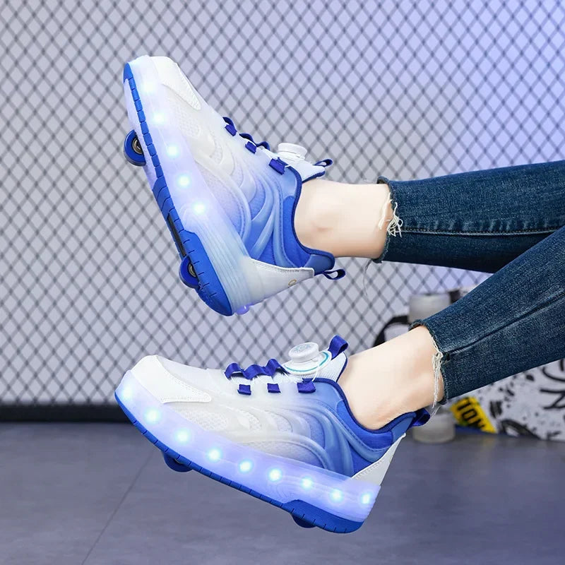Chaussures à roulettes à LED pour enfant – Baskets lumineuses pour garçon et fille avec roues rechargeables par USB