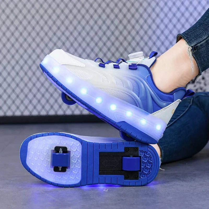 Chaussures à roulettes à LED pour enfant – Baskets lumineuses pour garçon et fille avec roues rechargeables par USB