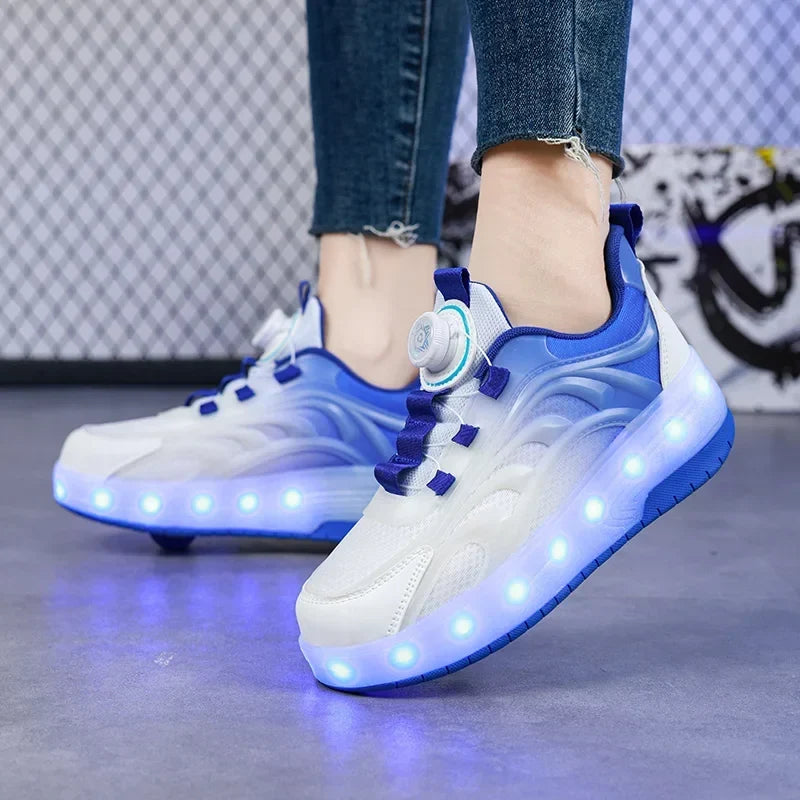 Chaussures à roulettes à LED pour enfant – Baskets lumineuses pour garçon et fille avec roues rechargeables par USB