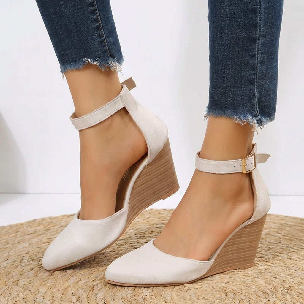 Chaussures compensées pour femme à bout pointu et bride de cheville – confort élégant et confection artisanale raffinée