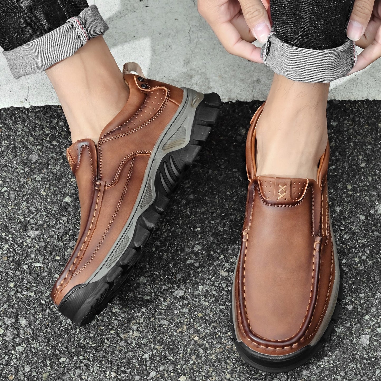 Chaussures de mi-saison orthopédiques pour homme avec semelle confortable