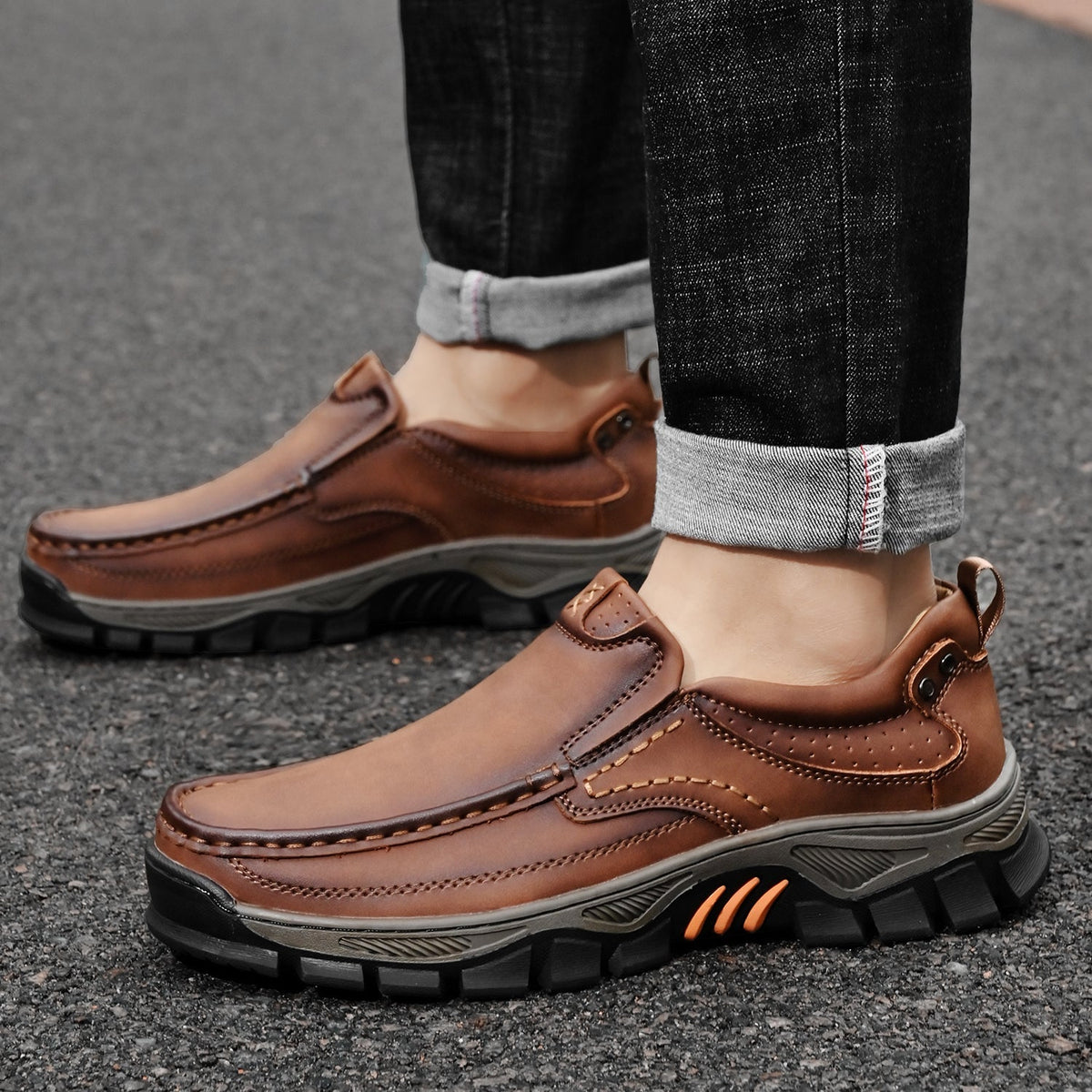 Chaussures de mi-saison orthopédiques pour homme avec semelle confortable