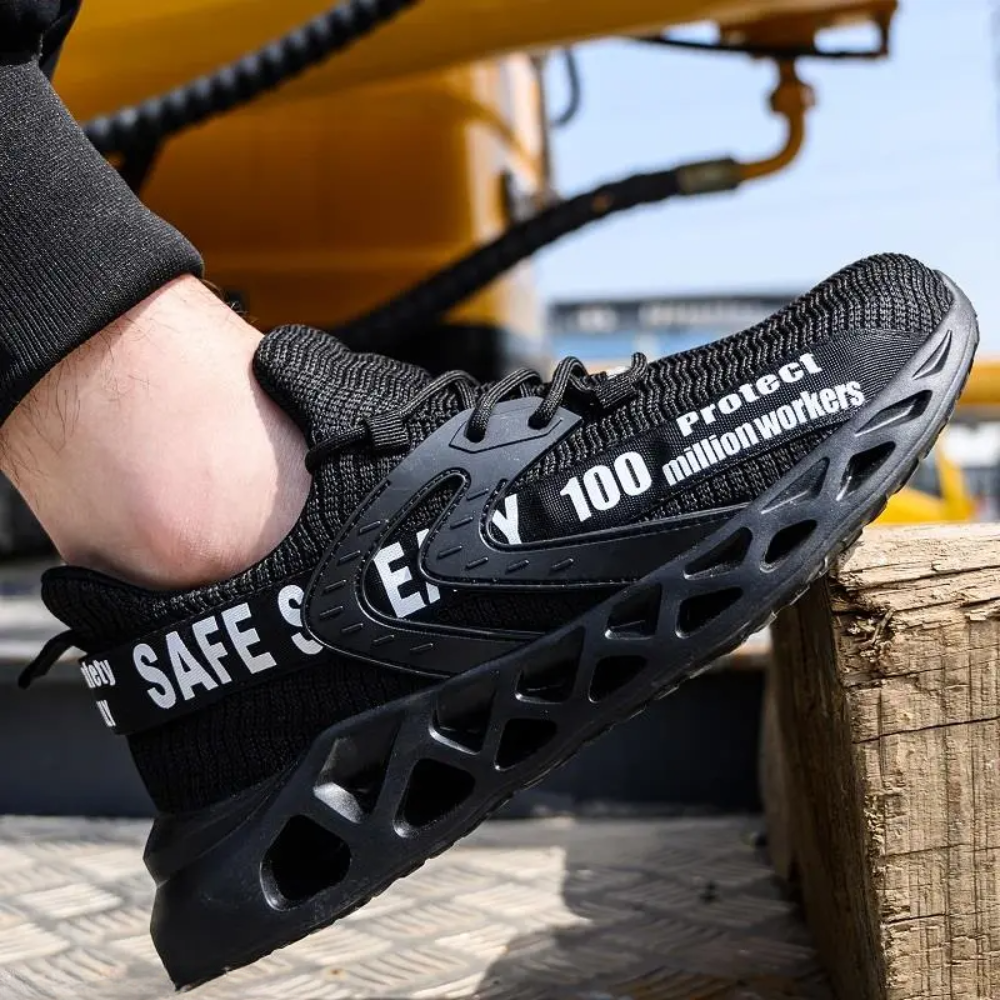 Chaussures de travail respirantes en maille Flyknit avec embout d'acier et semelle en Kevlar