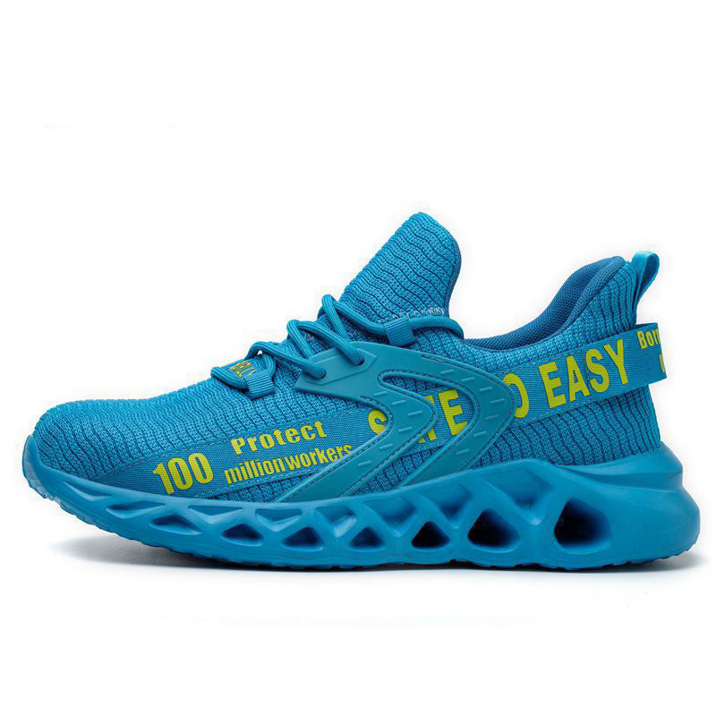 Chaussures de travail respirantes en maille Flyknit avec embout d'acier et semelle en Kevlar