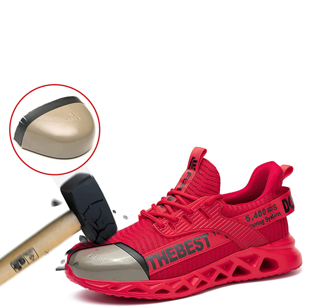 Chaussures de travail respirantes en maille Flyknit avec embout d'acier et semelle en Kevlar