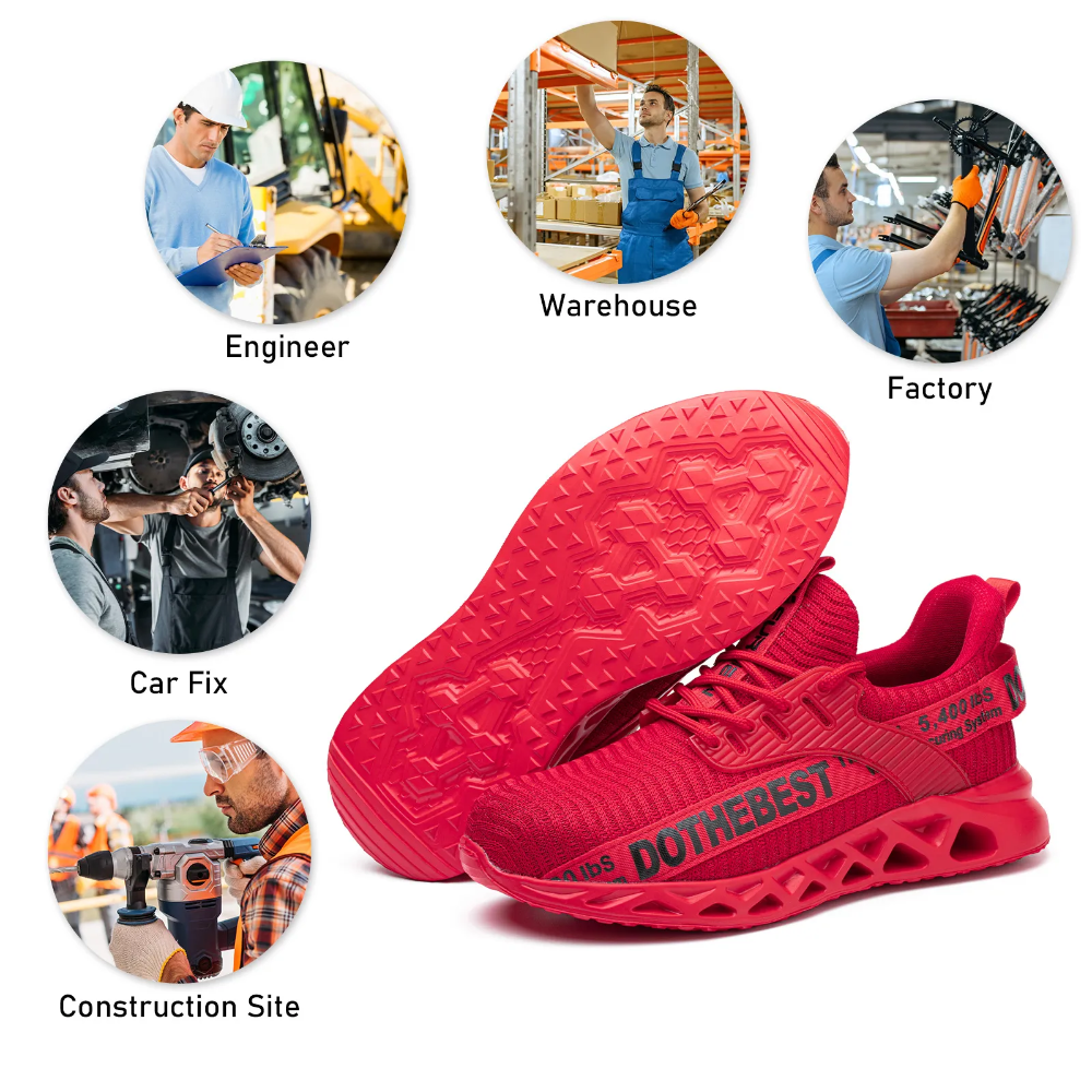 Chaussures de travail respirantes en maille Flyknit avec embout d'acier et semelle en Kevlar