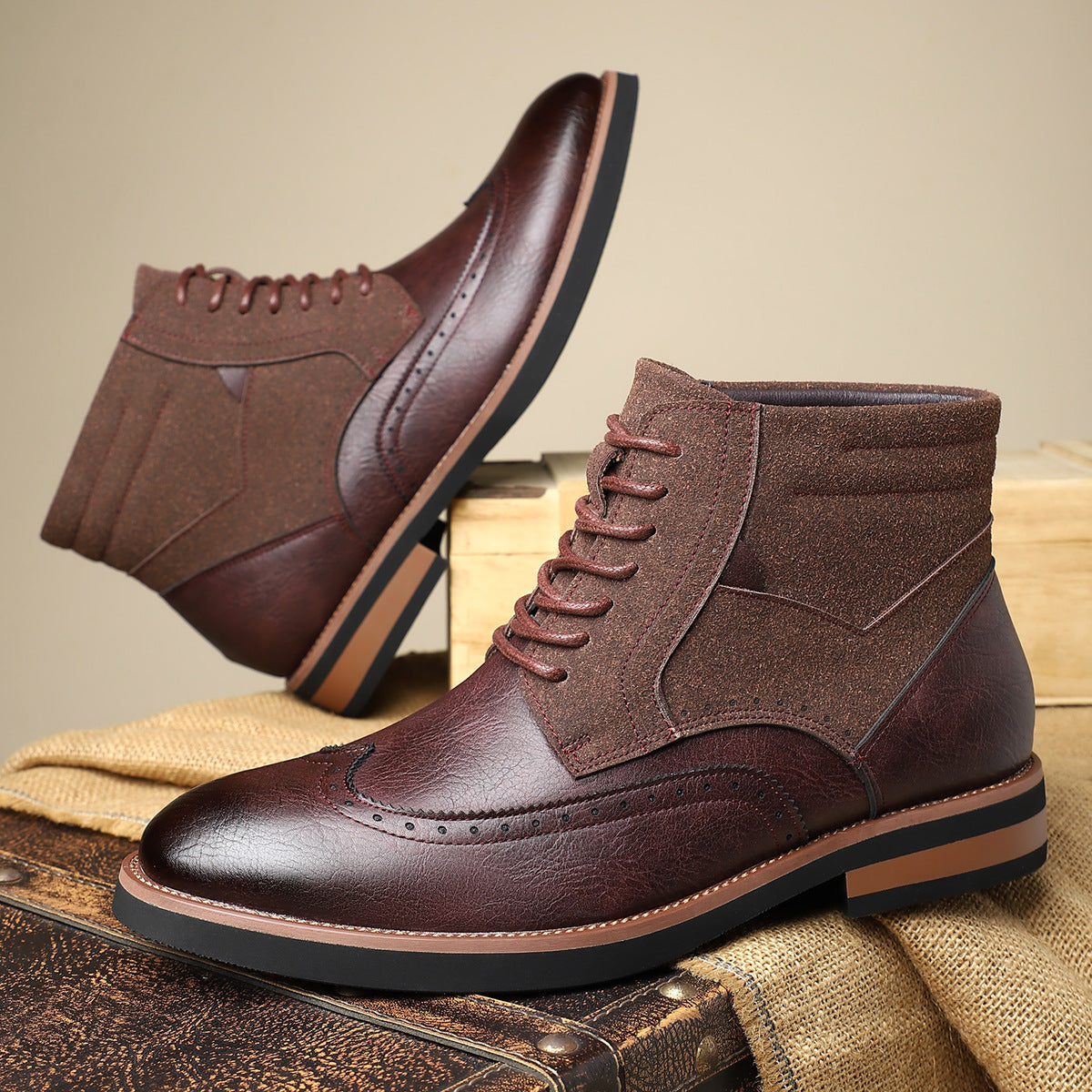 Chaussures en cuir wingtip pour homme