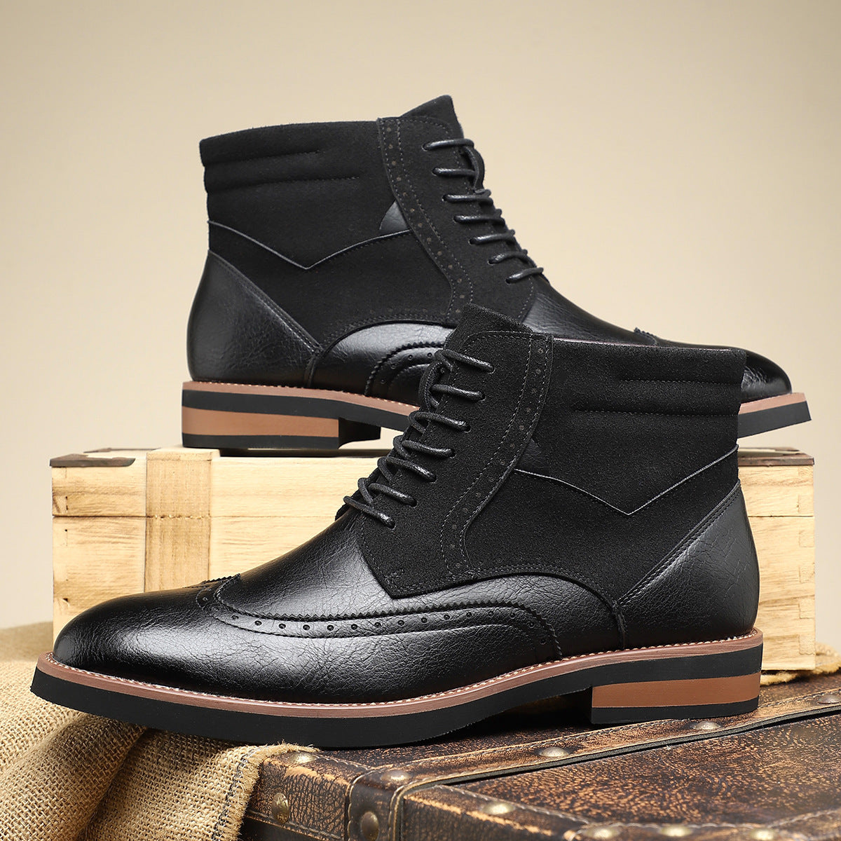 Chaussures en cuir wingtip pour homme