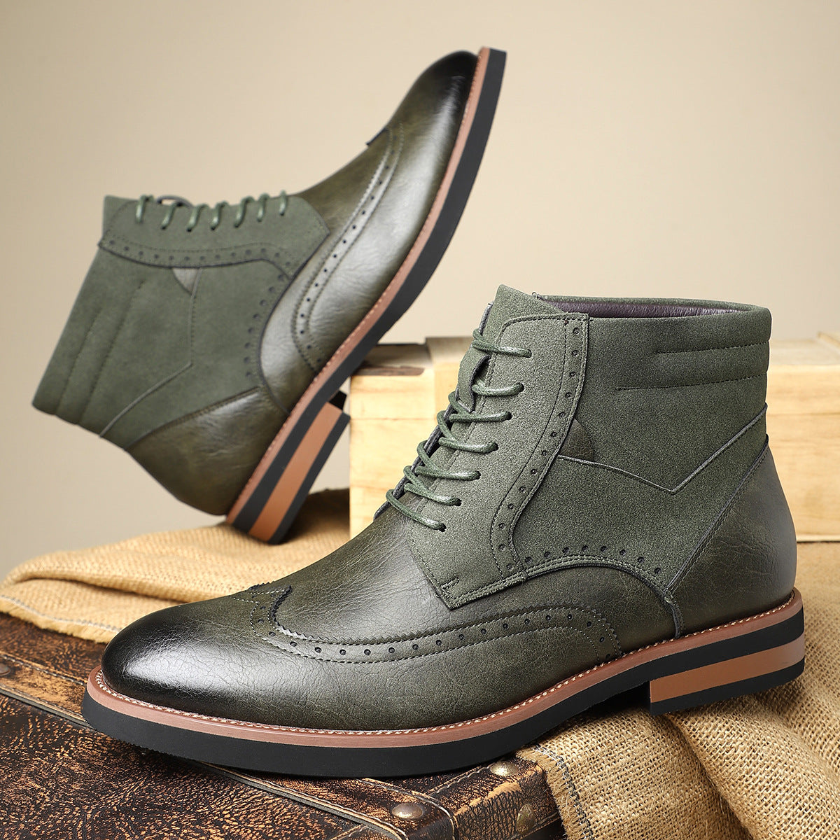 Chaussures en cuir wingtip pour homme