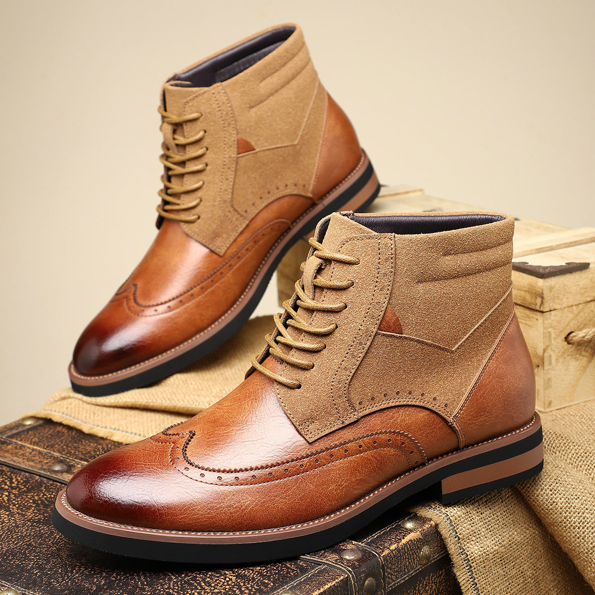 Chaussures en cuir wingtip pour homme
