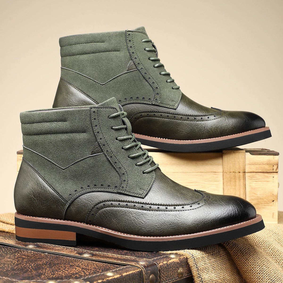 Chaussures en cuir wingtip pour homme
