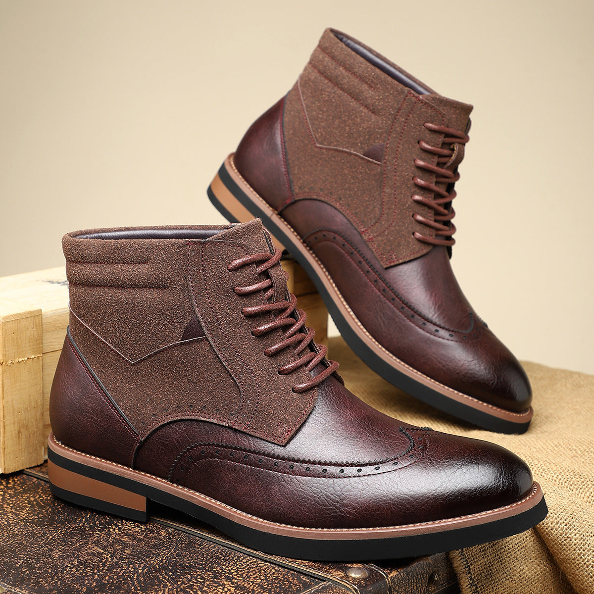 Chaussures en cuir wingtip pour homme