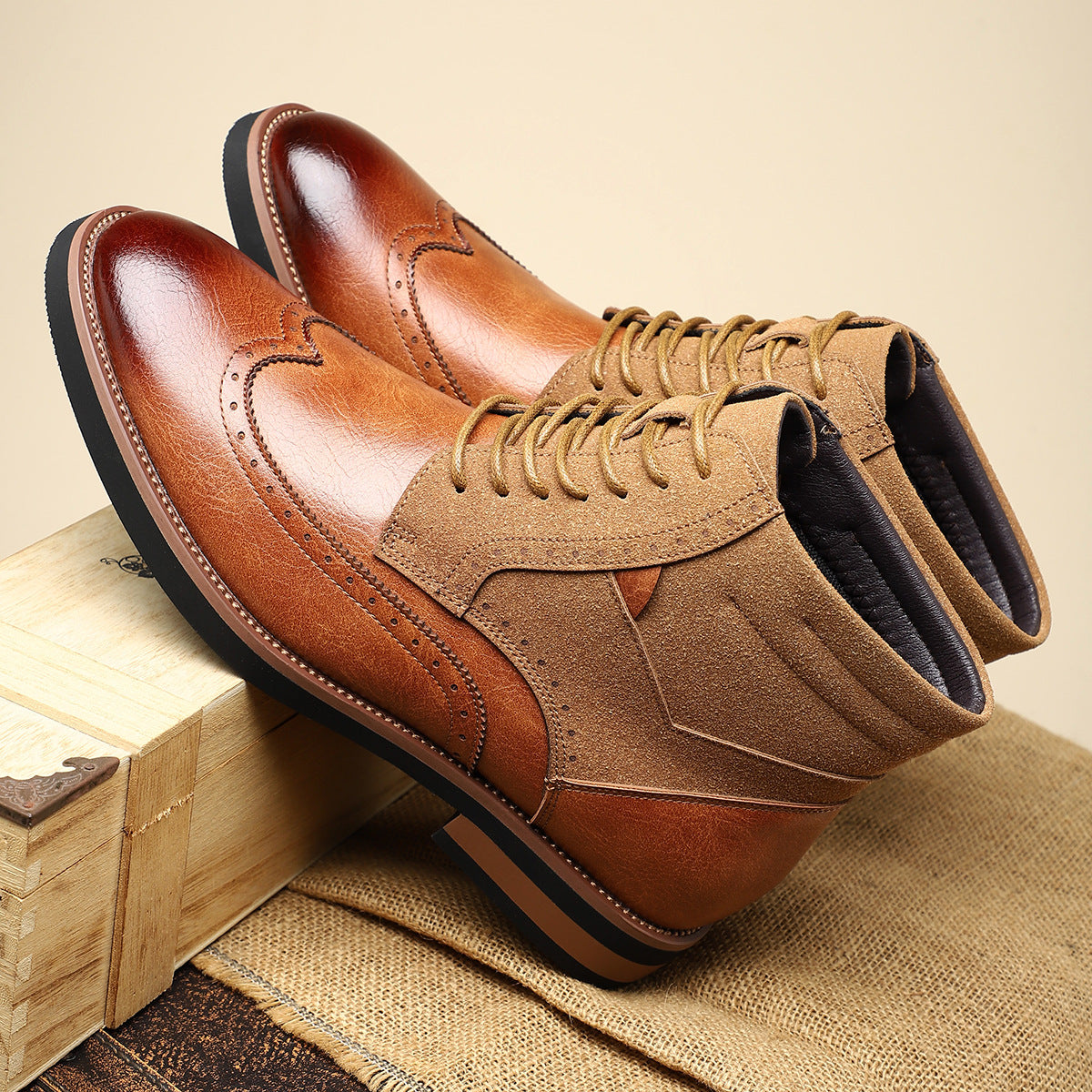 Chaussures en cuir wingtip pour homme