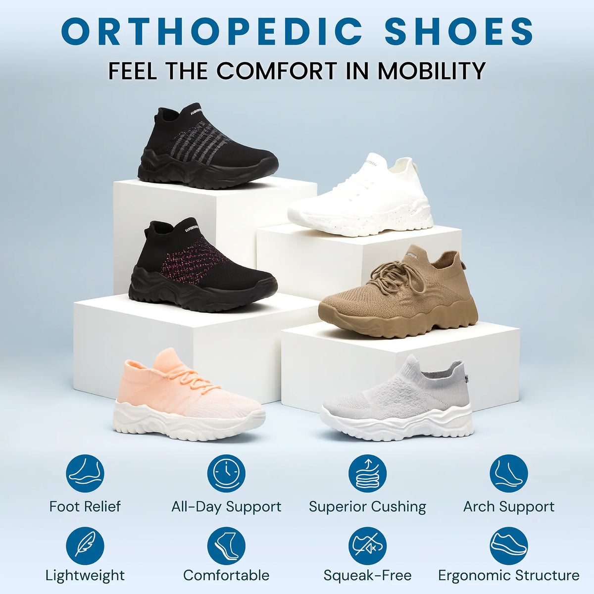 Chaussures orthopédiques à enfiler effet nuage