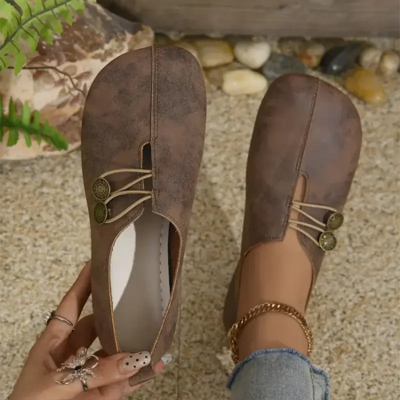 Chaussures plates élégantes et ergonomiques à bout rond avec semelle souple