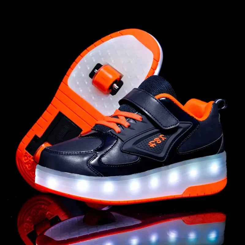 Chaussures pour enfant à roulettes et lumières LED – Fermeture Velcro facile pour jeux actifs
