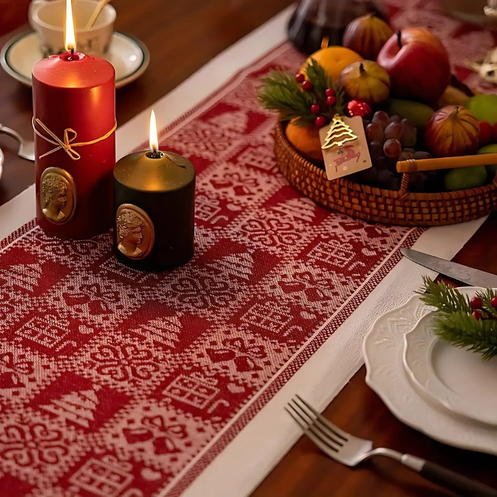 Chemin de table de Noël festif à motif renne