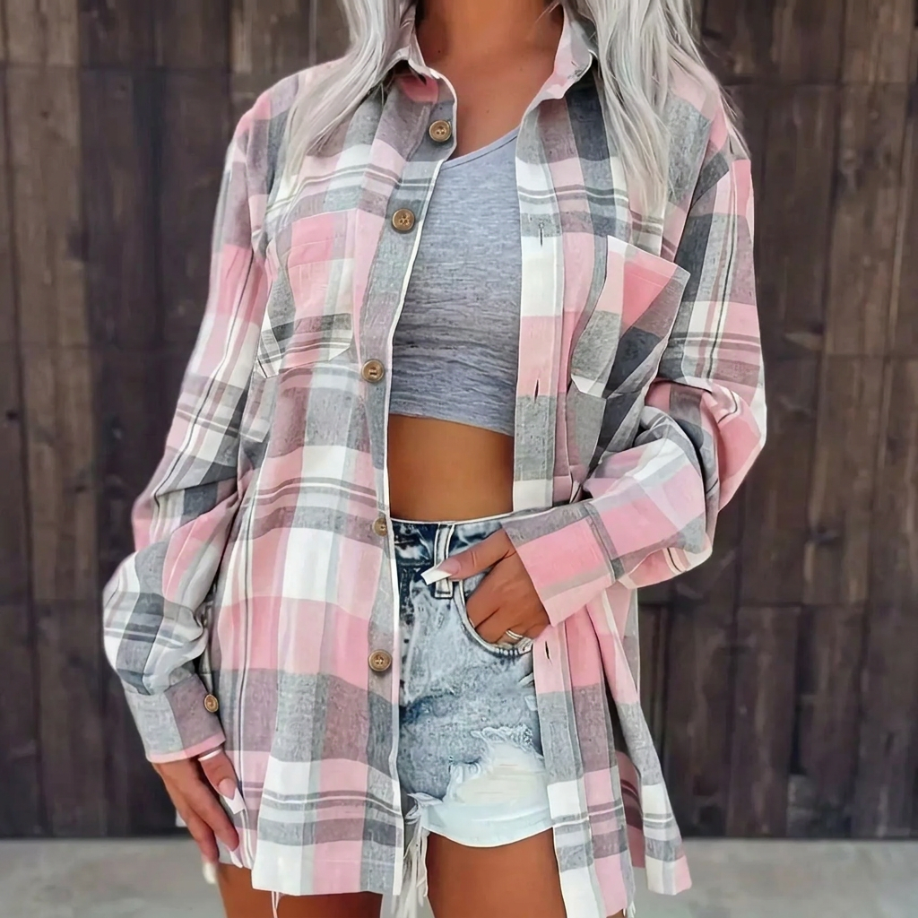 Chemise à carreaux confortable et oversized