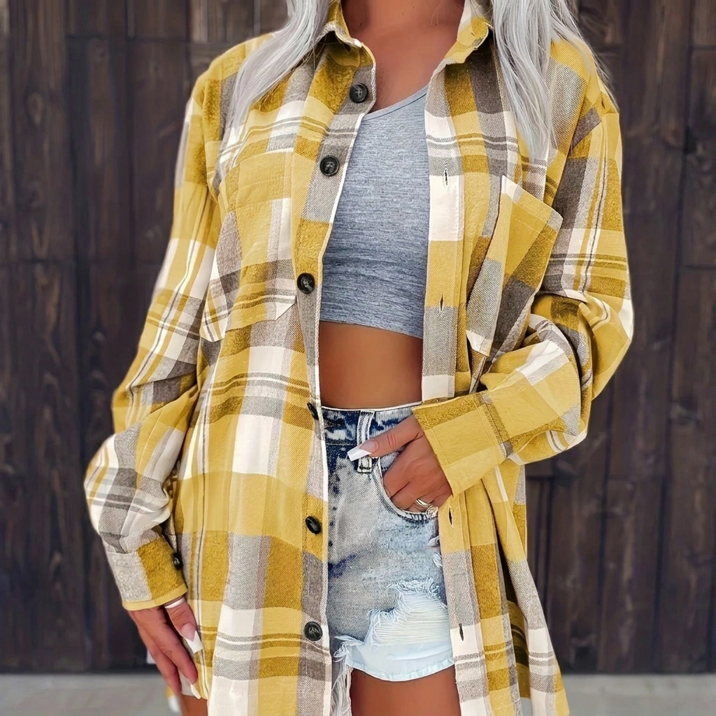 Chemise à carreaux confortable et oversized