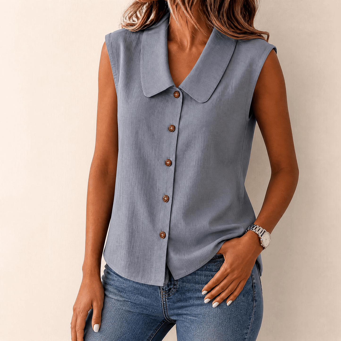 Chemise à col claudine pour l'été