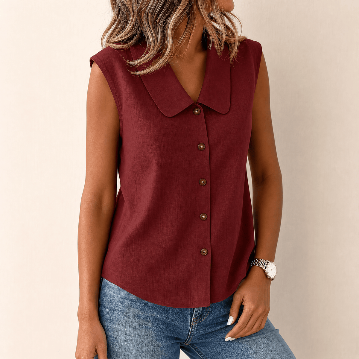 Chemise à col claudine pour l'été