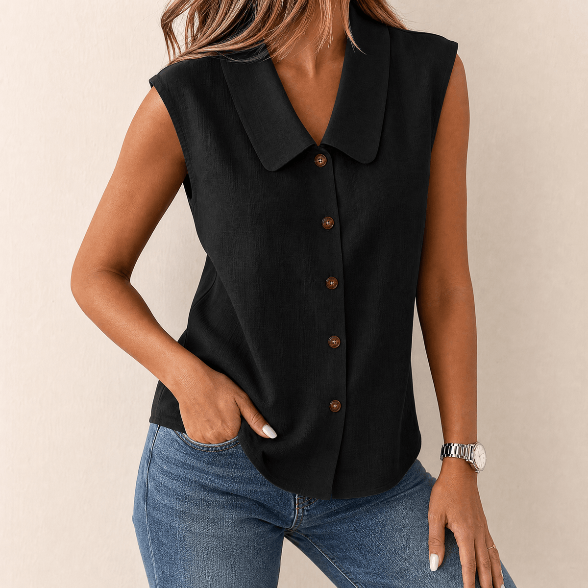 Chemise à col claudine pour l'été