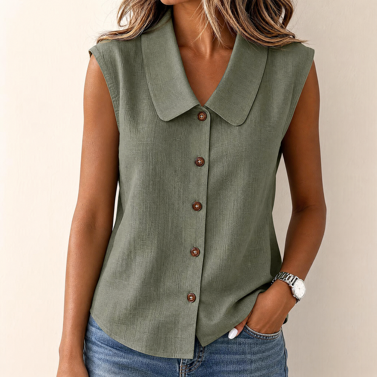 Chemise à col claudine pour l'été