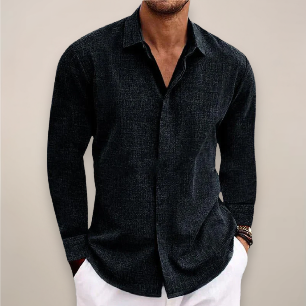 Chemise à manches longues et boutonnée pour homme