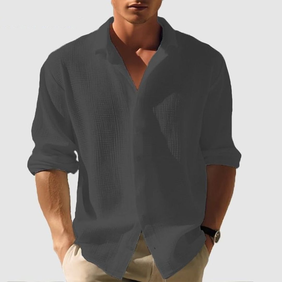 Chemise à manches longues et boutonnée pour homme