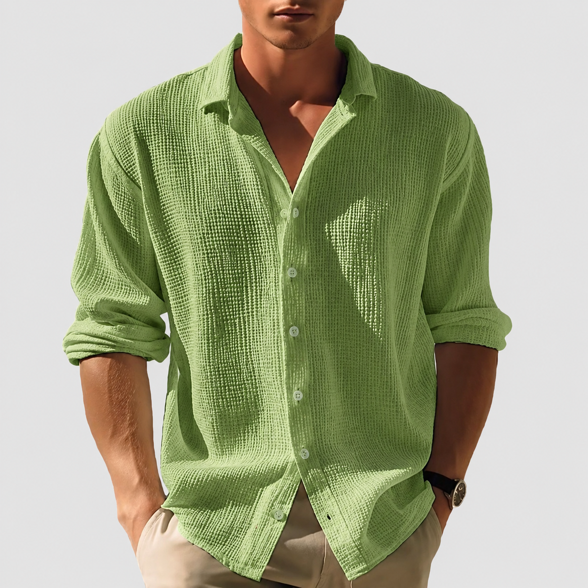 Chemise à manches longues et boutonnée pour homme