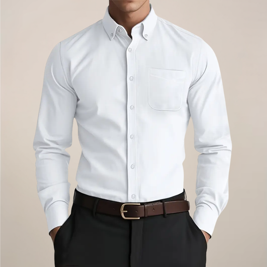 Chemise à manches longues et col boutonné pour homme
