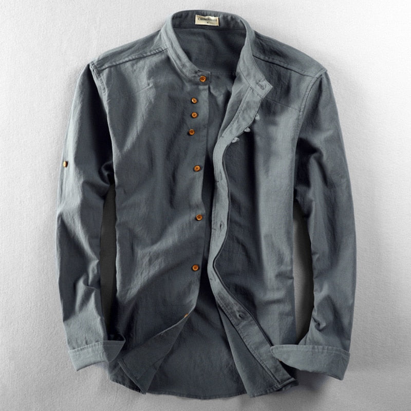 Chemise à manches longues et col officier pour homme