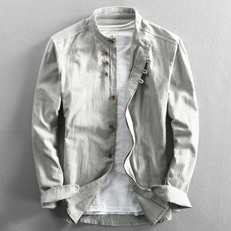 Chemise à manches longues et col officier pour homme
