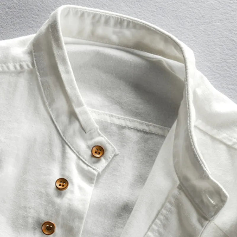 Chemise à manches longues et col officier pour homme