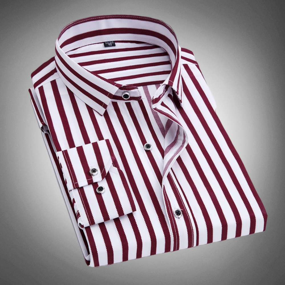 Chemise à rayures et manches longues pour homme