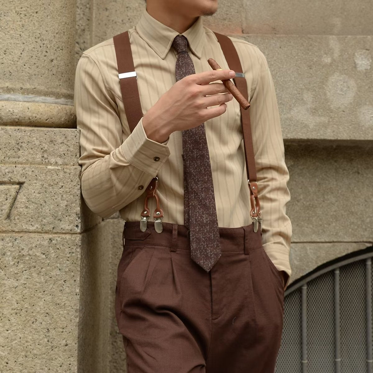 Chemise à rayures et manches longues pour homme