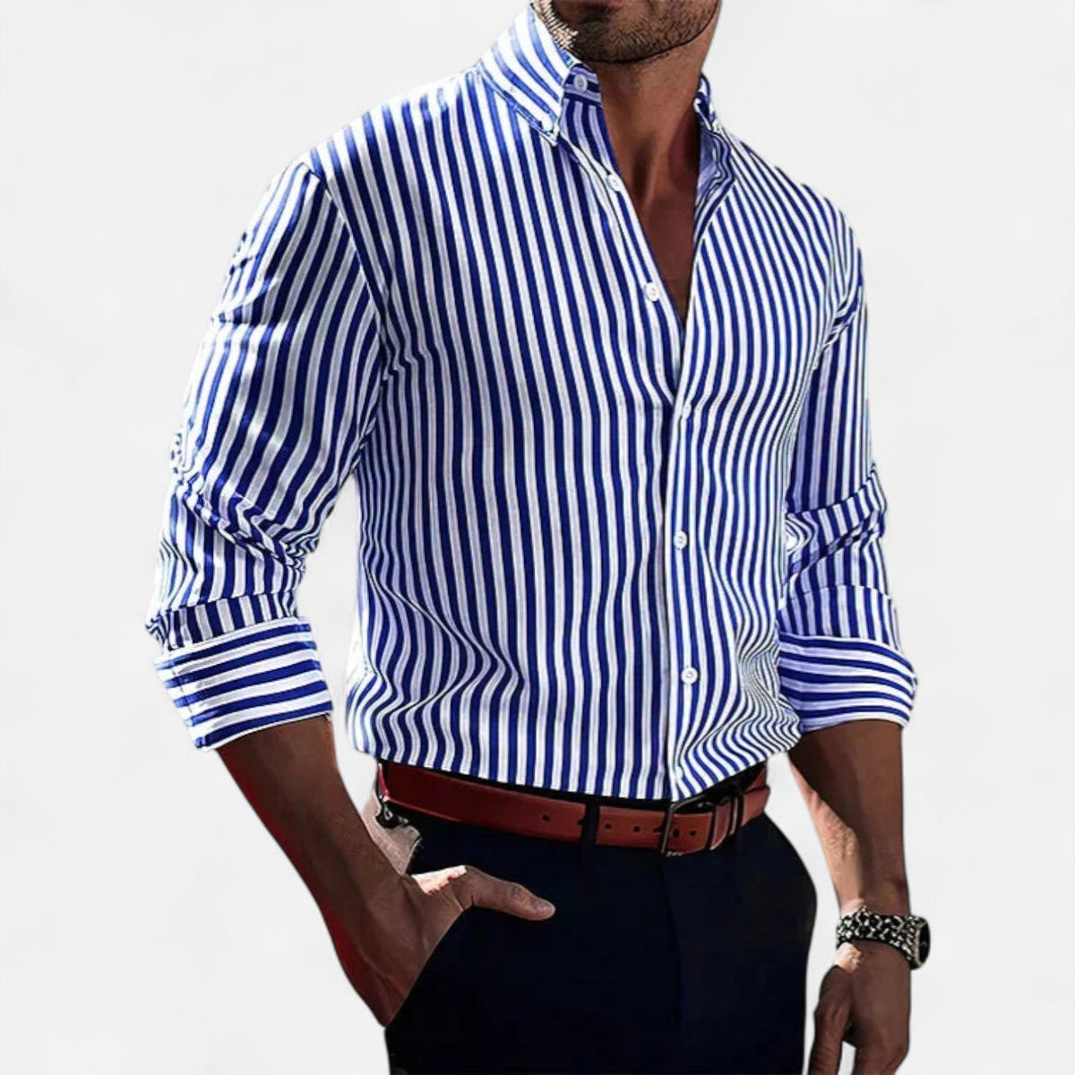 Chemise à rayures pour homme – Design classique avec motif intemporel et coupe raffinée