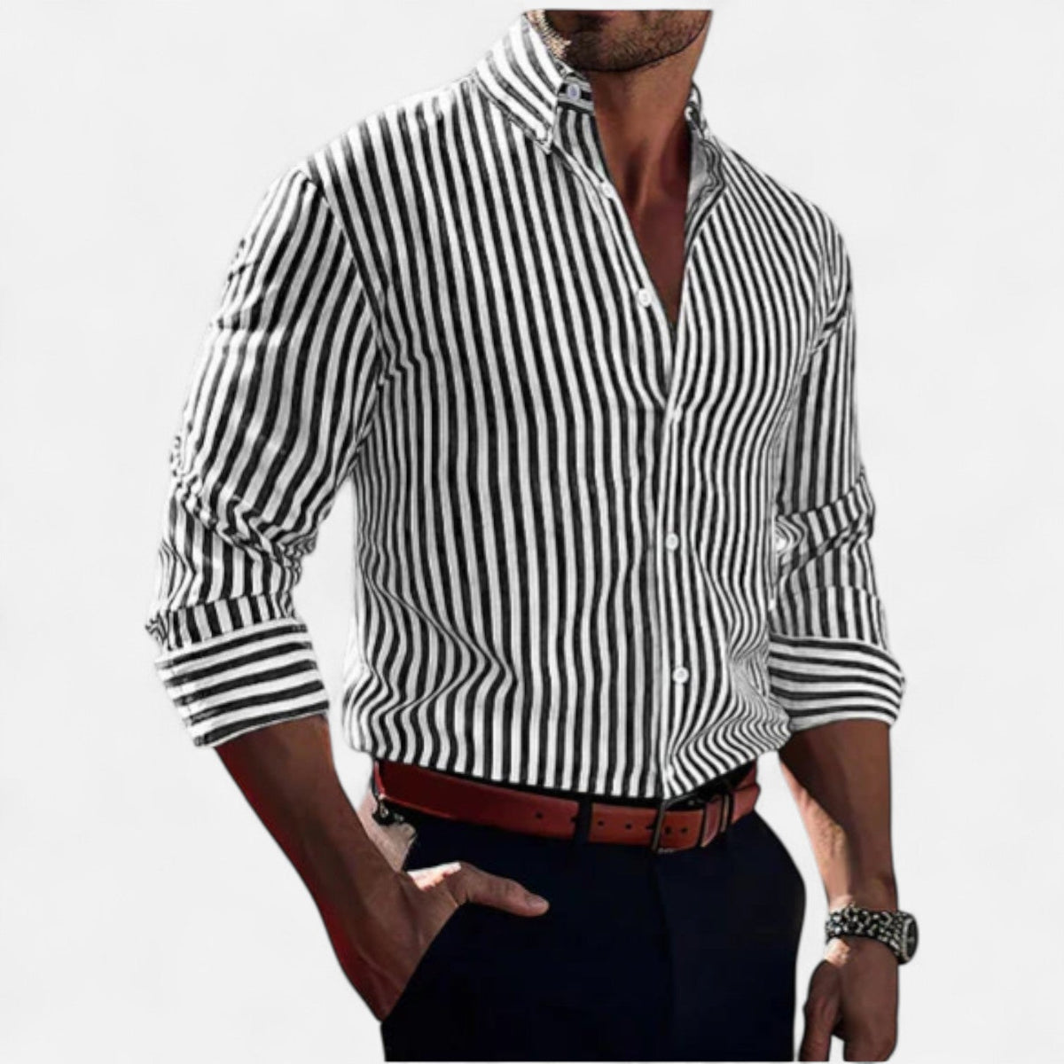 Chemise à rayures pour homme – Design classique avec motif intemporel et coupe raffinée