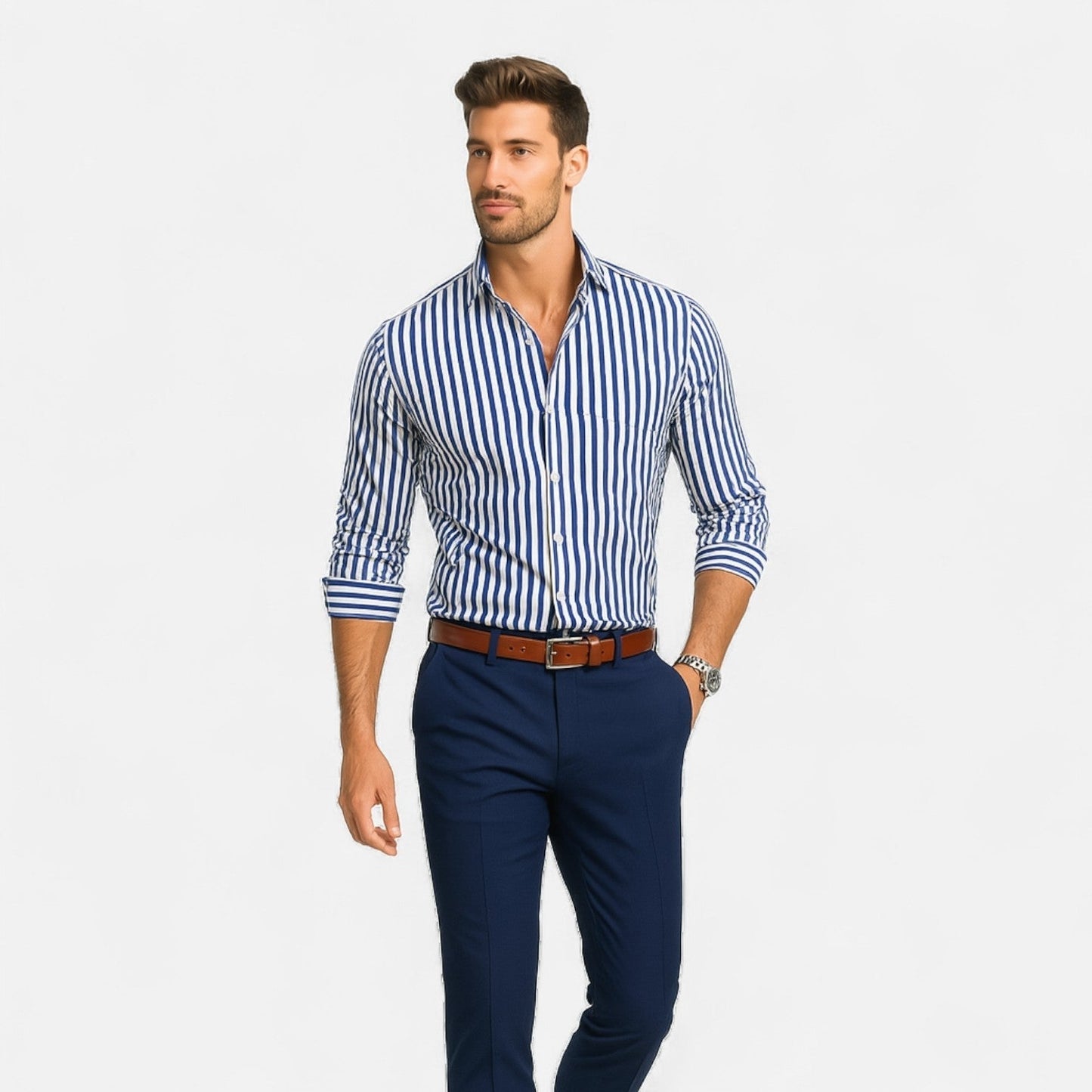 Chemise à rayures pour homme – Design classique avec motif intemporel et coupe raffinée
