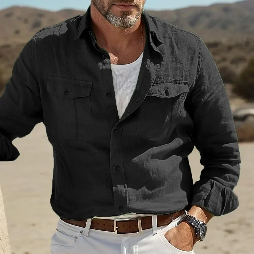 Chemise boutonnée pour homme avec poches poitrine