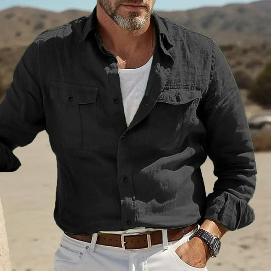 Chemise boutonnée pour homme avec poches poitrine