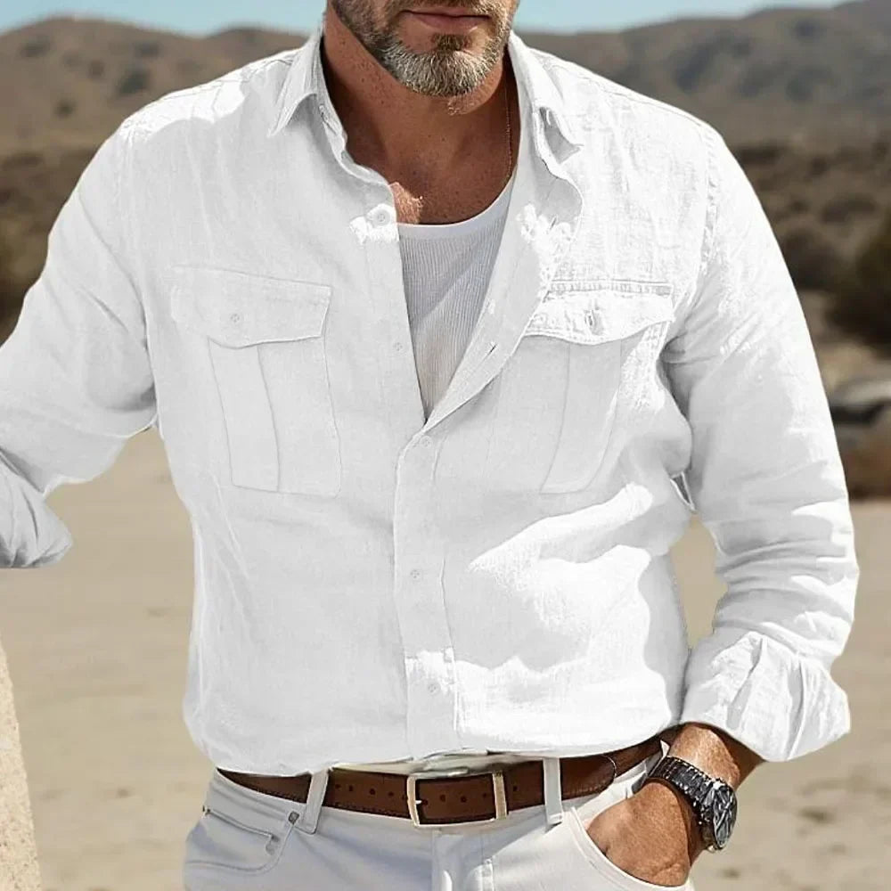 Chemise boutonnée pour homme avec poches poitrine