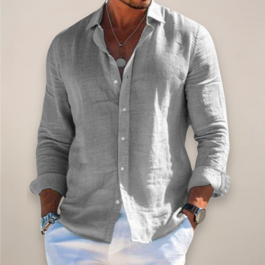Chemise casual à manches longues et boutons pour homme