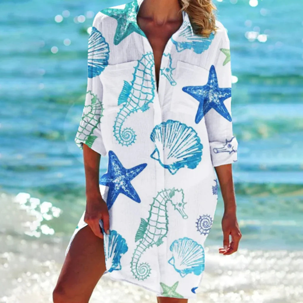 Chemise de plage femme à motif tie-dye