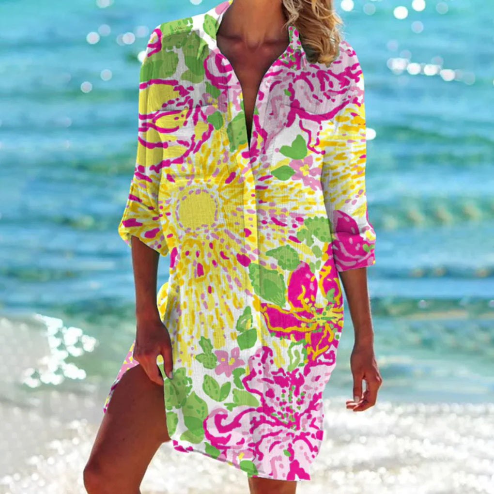 Chemise de plage femme à motif tie-dye