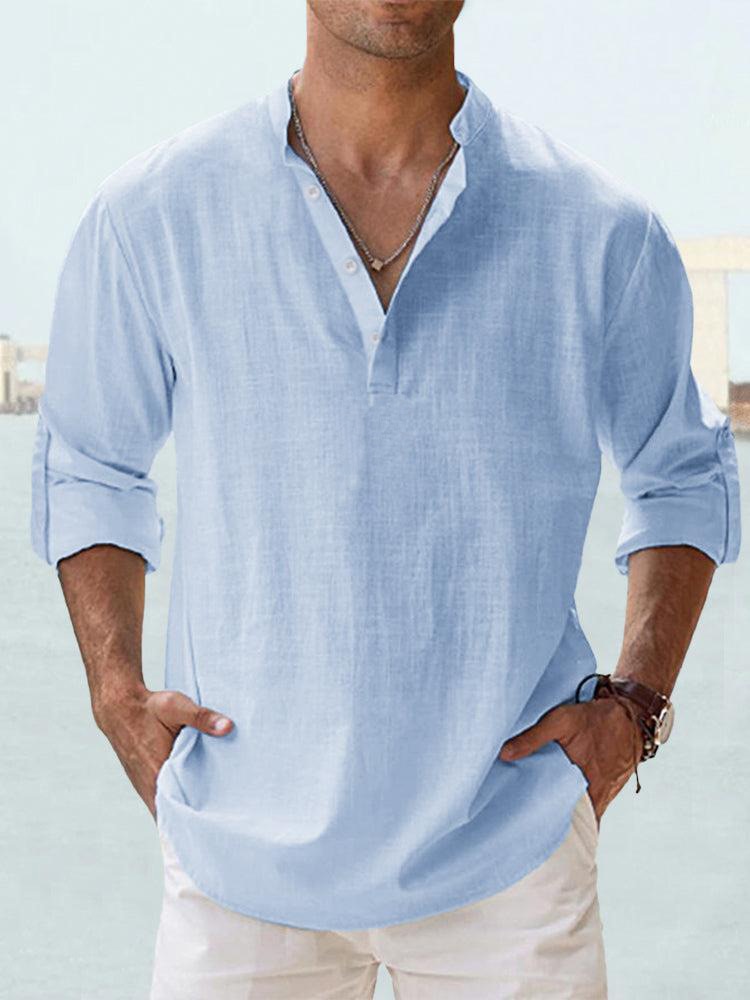 Chemise décontractée à manches longues et boutons pour homme